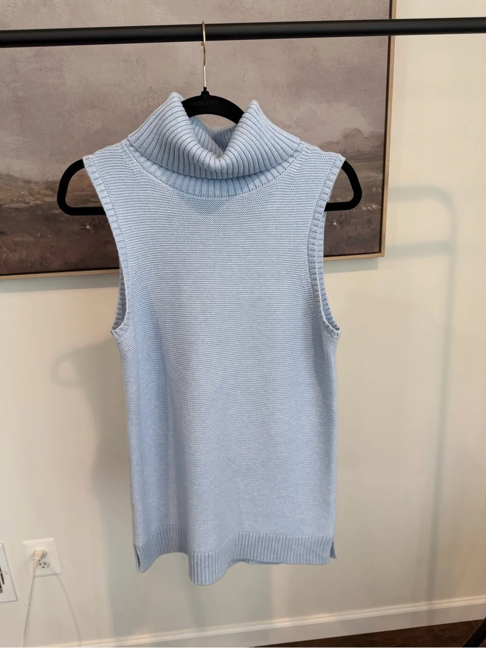 J. Crew Light Blue Sleeveless Turtleneck Sweater